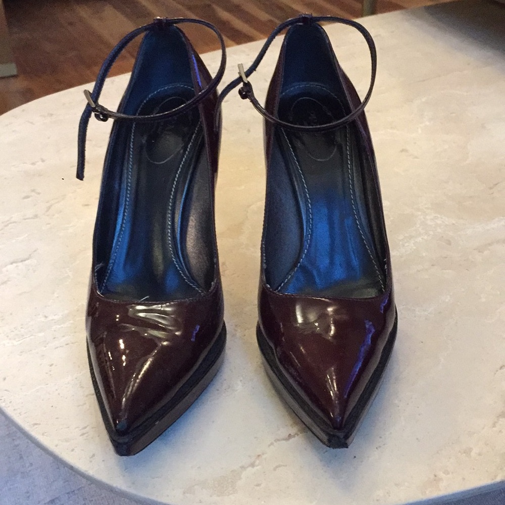 Prada Cognac platform heels with ankle strap